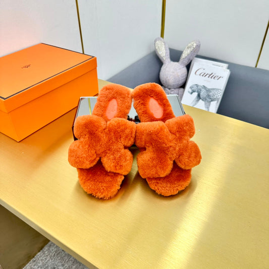 0RAN SHEARLING SANDALS SALAMANDER ORANGE - 35