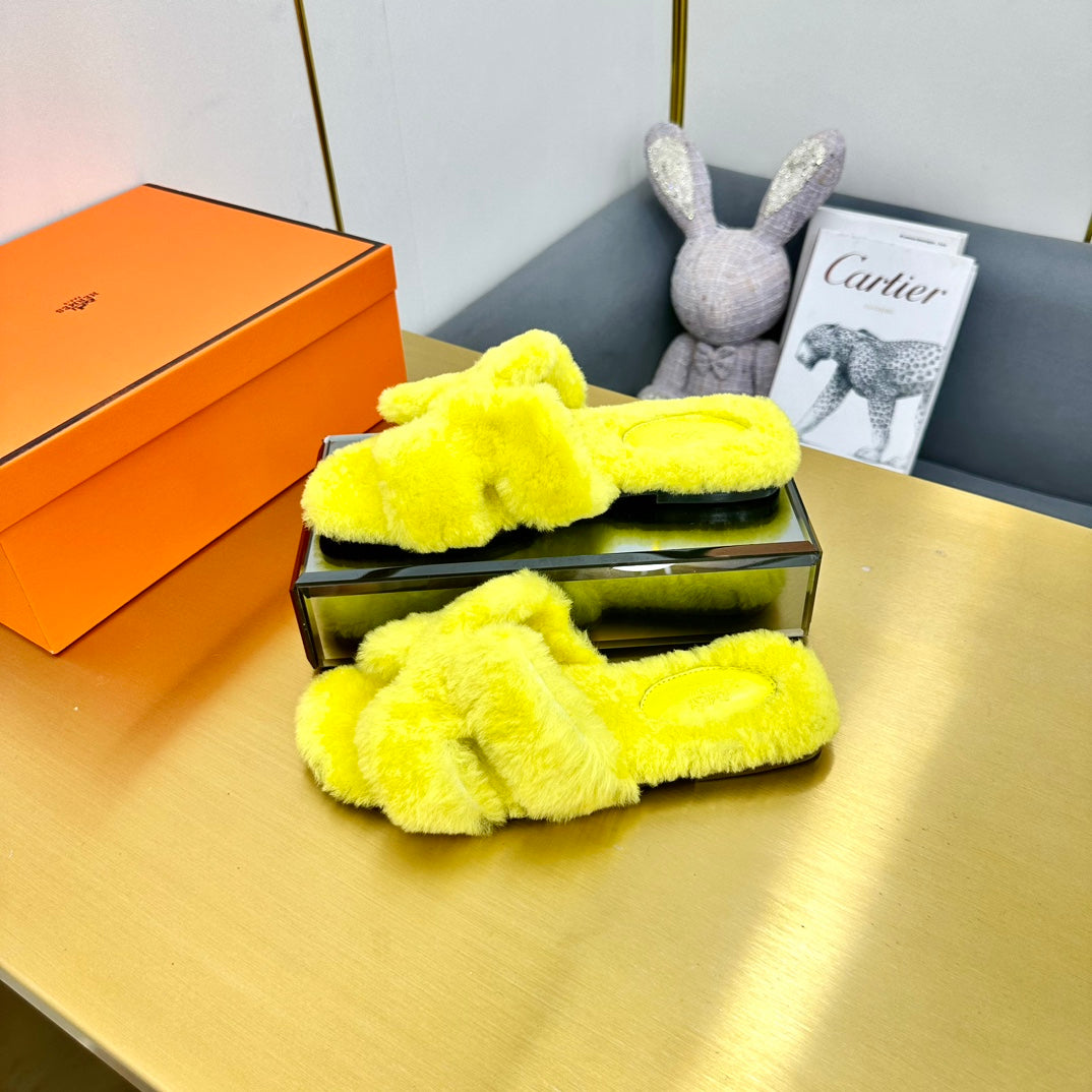 0RAN SHEARLING SANDALS SUNSHINE YELLOW - 35