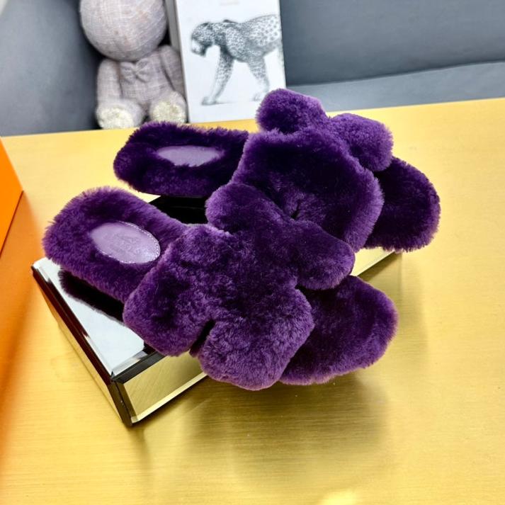 0RAN SHEARLING SANDALS PLUM PURPLE - 35