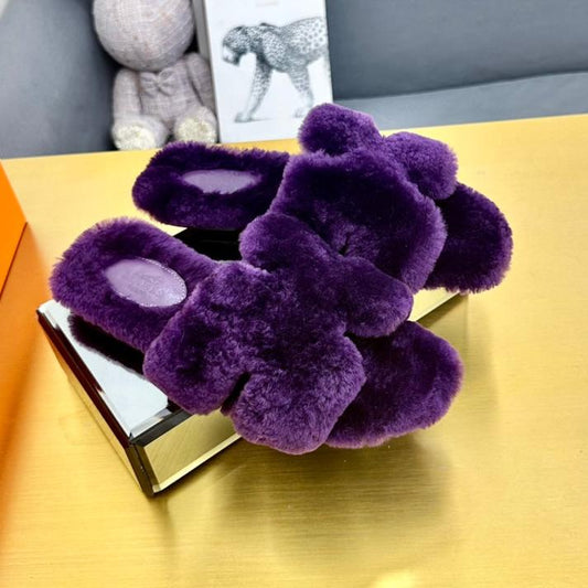 0RAN SHEARLING SANDALS PLUM PURPLE - 35