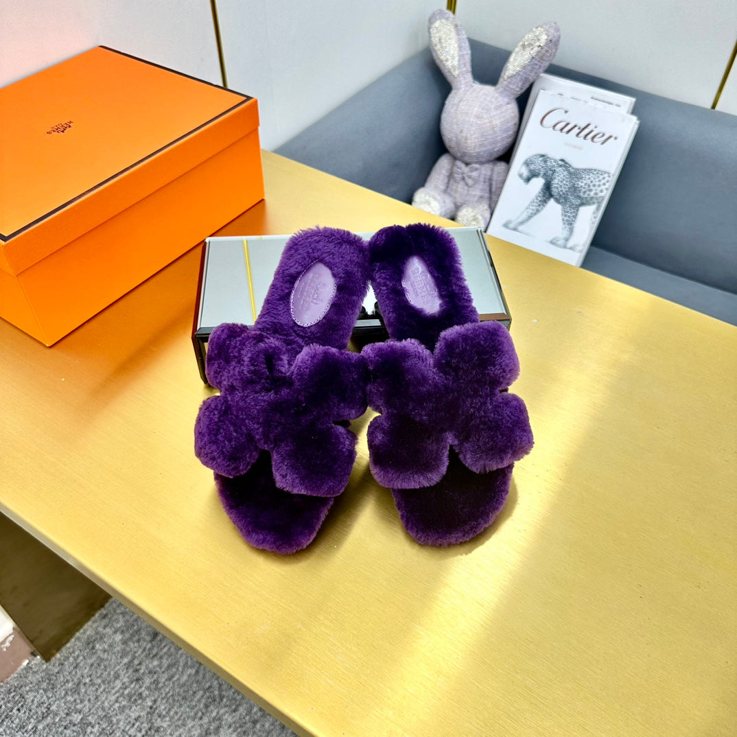 0RAN SHEARLING SANDALS PLUM PURPLE - 35