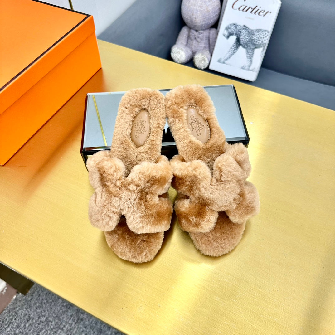 0RAN SHEARLING SANDALS PERU BROWN - 35