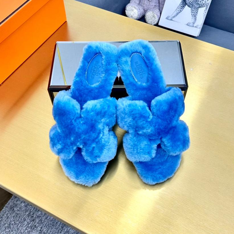 0RAN SHEARLING SANDALS OCEAN BLUE - 35