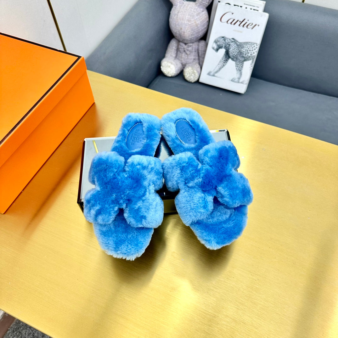 0RAN SHEARLING SANDALS OCEAN BLUE - 35