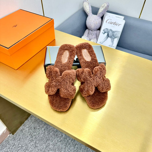 0RAN SHEARLING SANDALS UMBER BROWN - 35