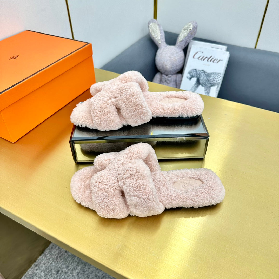 0RAN SHEARLING SANDALS LIGHT PINK - 35