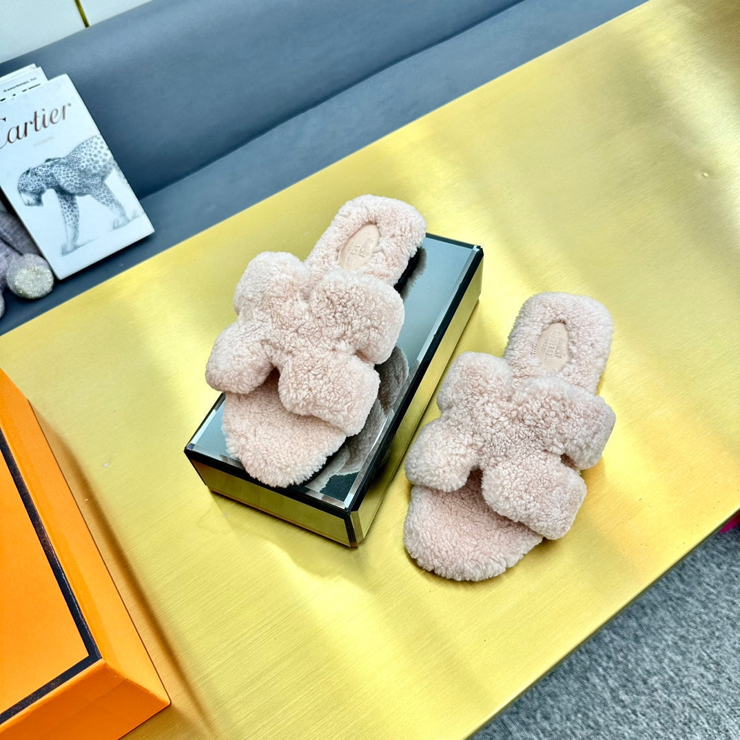 0RAN SHEARLING SANDALS LIGHT PINK - 35