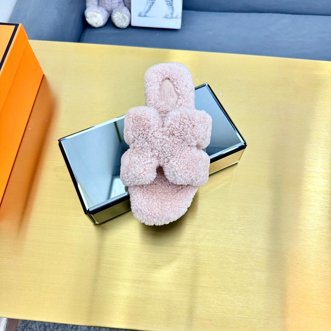 0RAN SHEARLING SANDALS LIGHT PINK - 35
