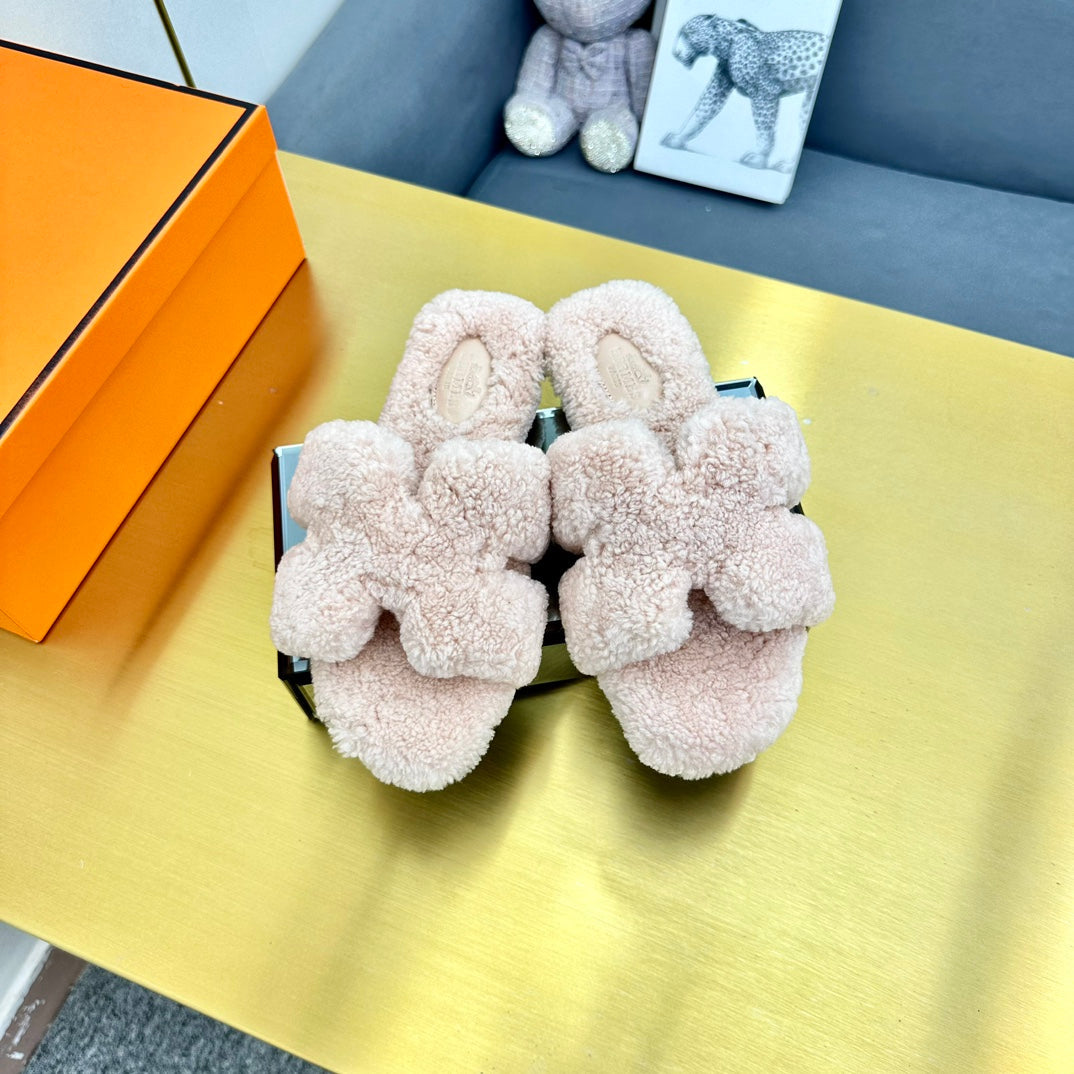 0RAN SHEARLING SANDALS LIGHT PINK - 35