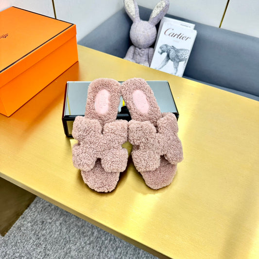 0RAN SHEARLING SANDALS DUSTY PINK - 35