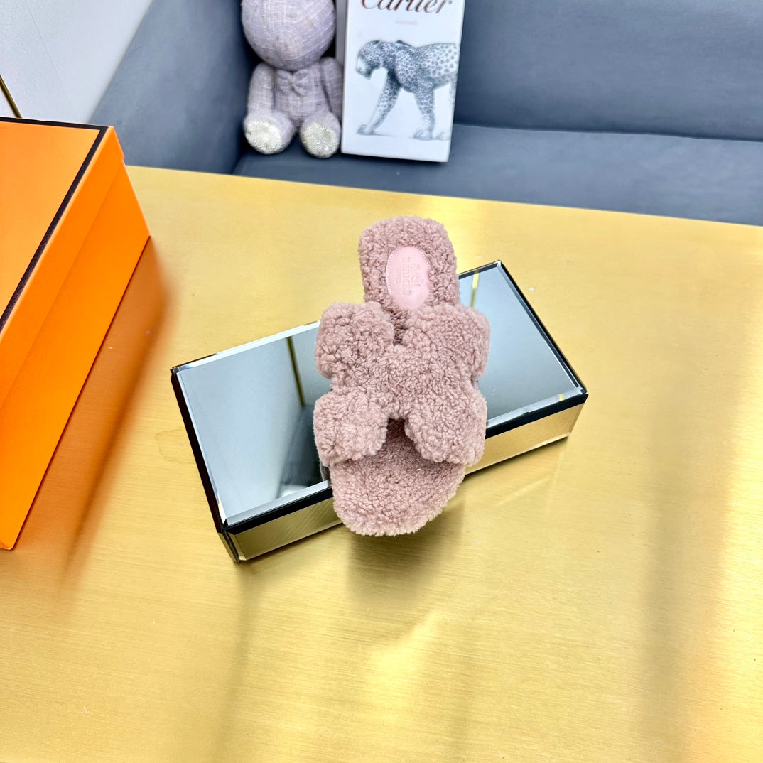 0RAN SHEARLING SANDALS DUSTY PINK - 35