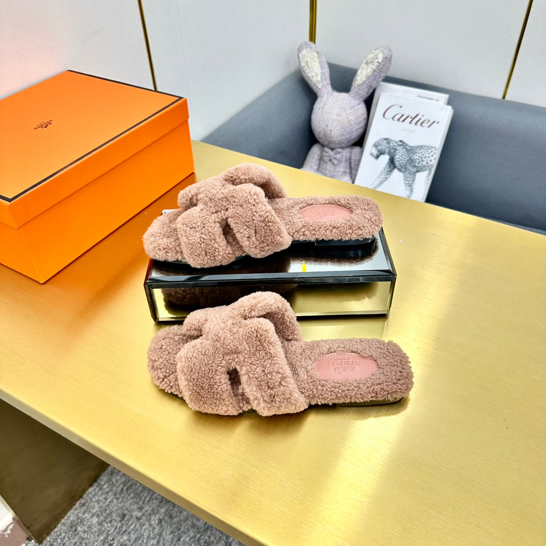 0RAN SHEARLING SANDALS ROSY BROWN - 35