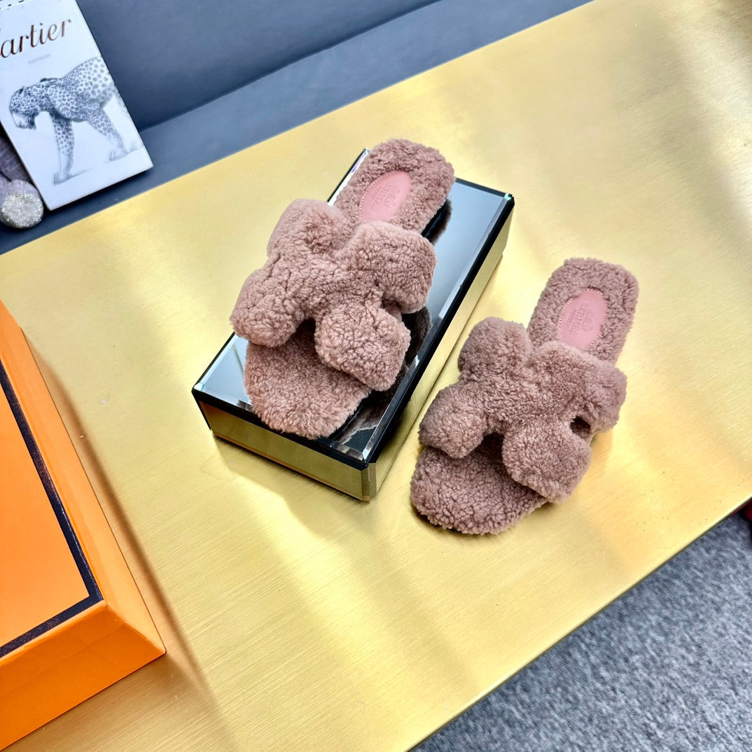 0RAN SHEARLING SANDALS ROSY BROWN - 35