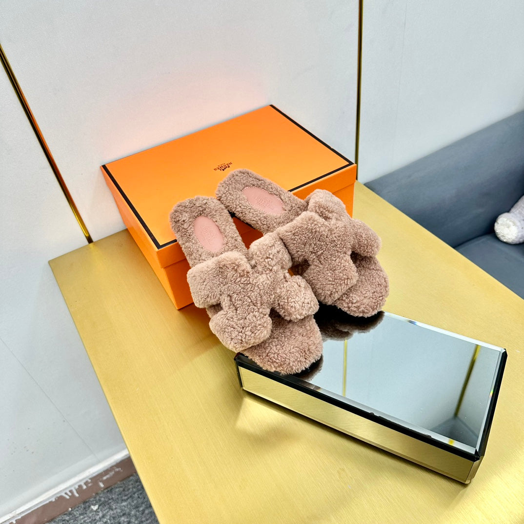 0RAN SHEARLING SANDALS ROSY BROWN - 35
