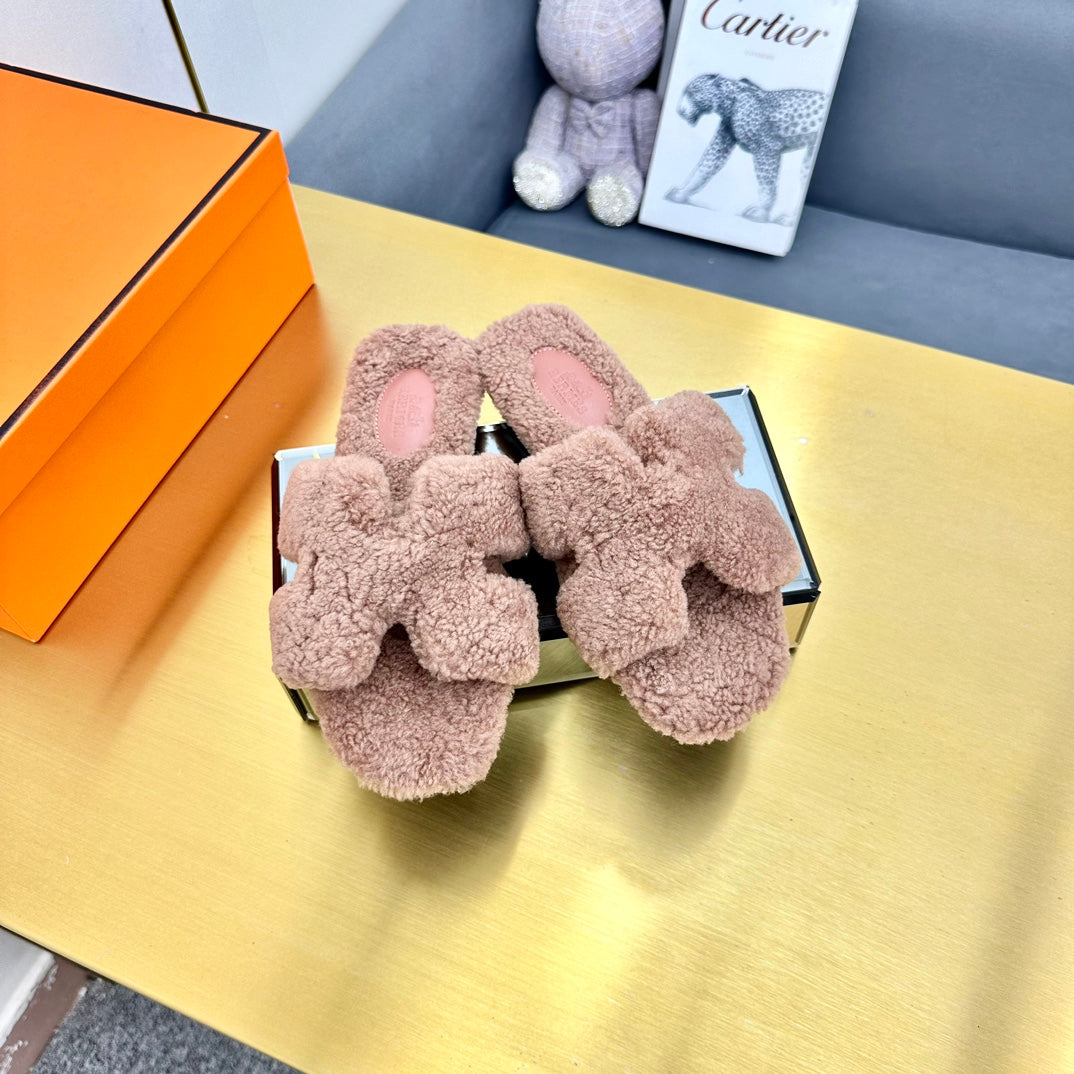 0RAN SHEARLING SANDALS ROSY BROWN - 35