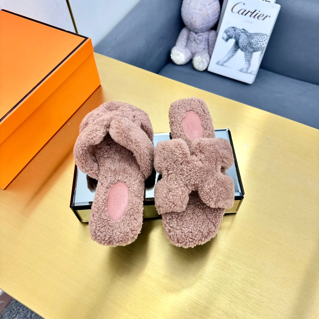 0RAN SHEARLING SANDALS ROSY BROWN - 35