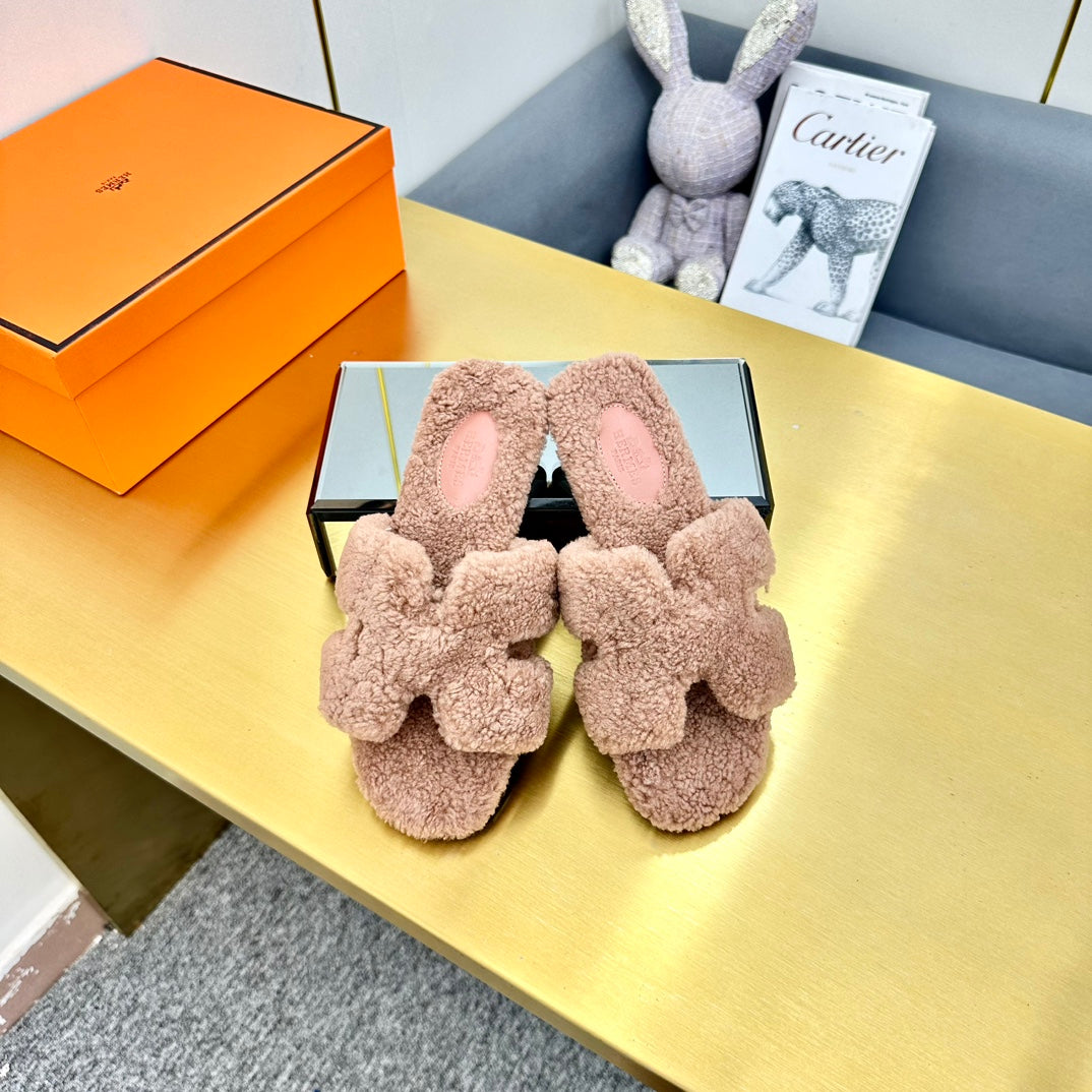 0RAN SHEARLING SANDALS ROSY BROWN - 35
