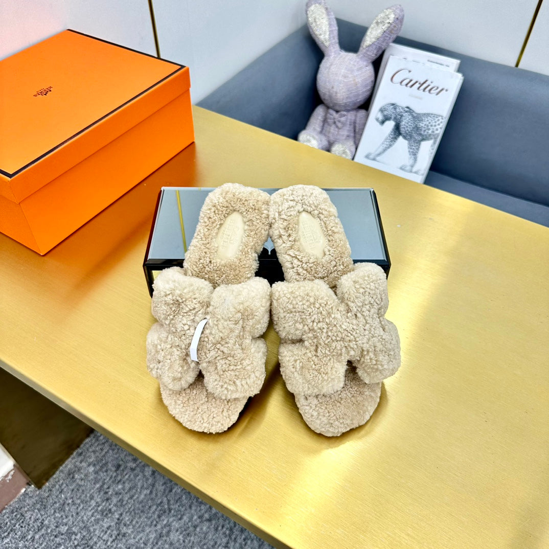 0RAN SHEARLING SANDALS ECRU TAN - 35