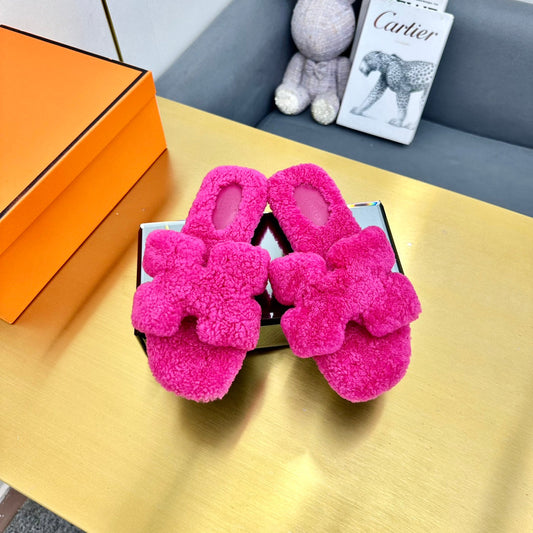0RAN SHEARLING SANDALS ЯСКРАВО РОЖЕВИЙ - 35