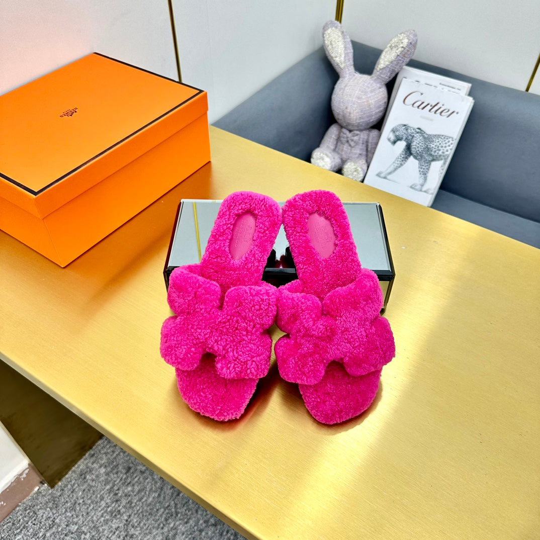 0RAN SHEARLING SANDALS BRIGHT PINK - 35