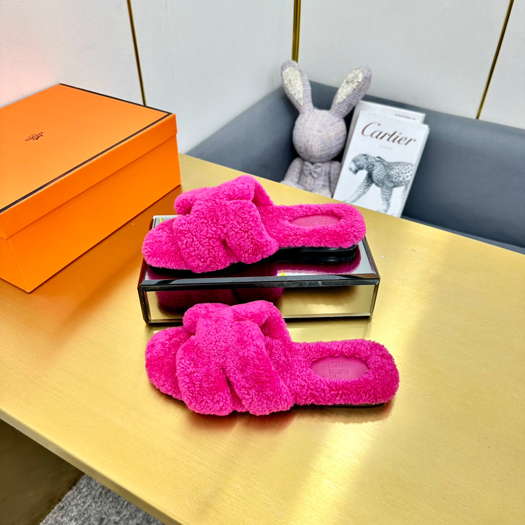 0RAN SHEARLING SANDALS BRIGHT PINK - 35