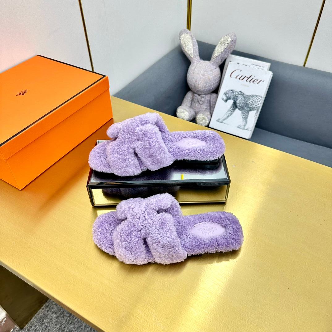 0RAN SHEARLING SANDALS PERIWINKLE PURPLE - 35