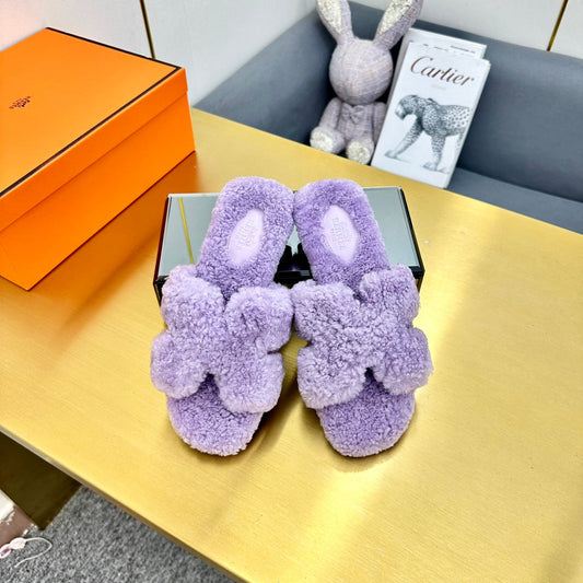0RAN SHEARLING SANDALS PERIWINKLE PURPLE - 35
