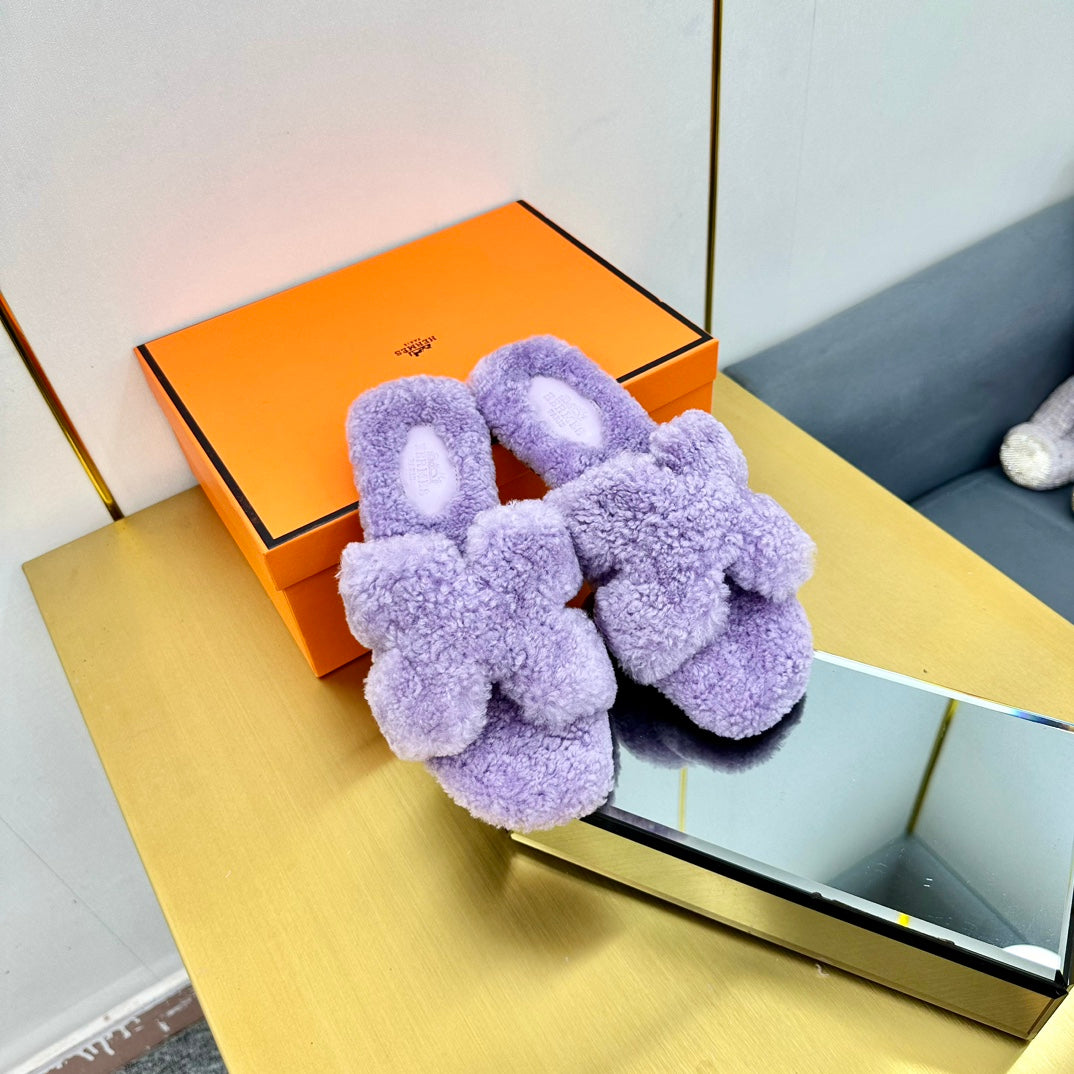 0RAN SHEARLING SANDALS PERIWINKLE PURPLE - 35