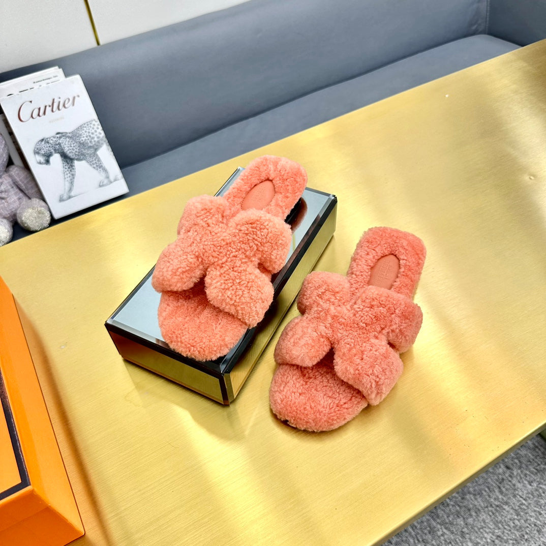 0RAN SHEARLING SANDALS SALMON PINK - 35