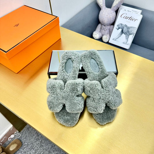 0RAN SHEARLING SANDALS RHINO GRAY - 35