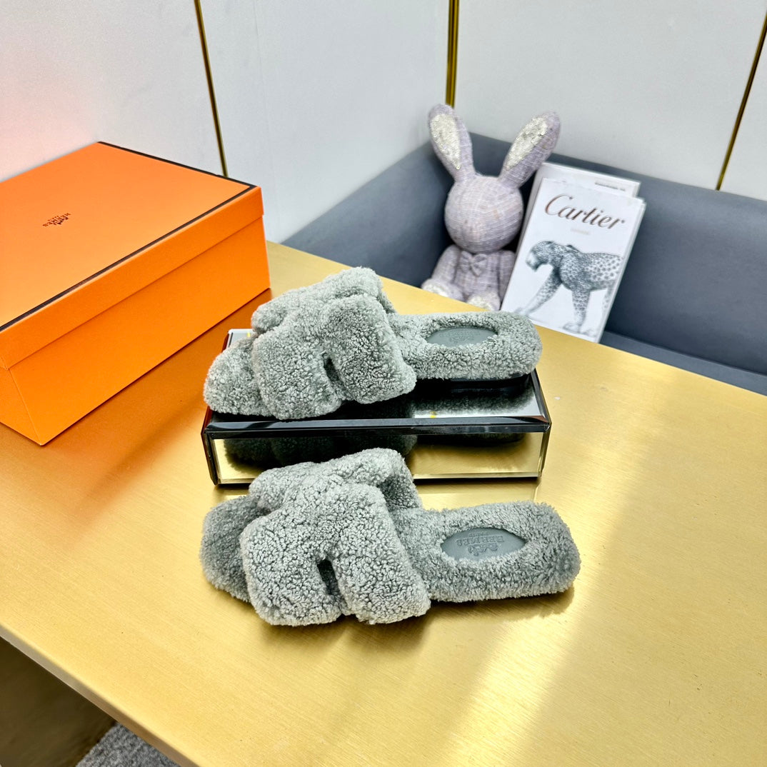 0RAN SHEARLING SANDALS RHINO GRAY - 35