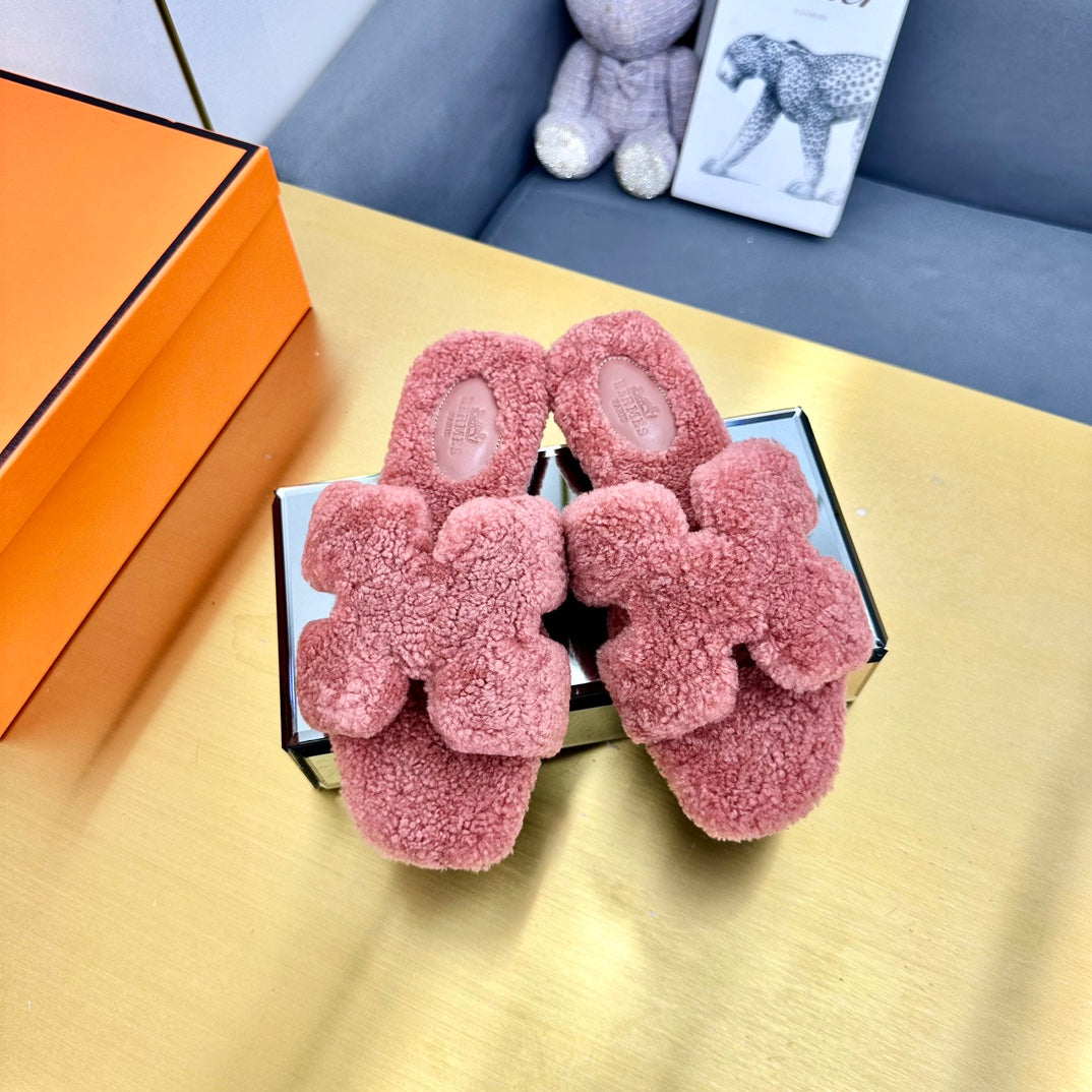 0RAN SHEARLING SANDALS PUNCH PINK - 35