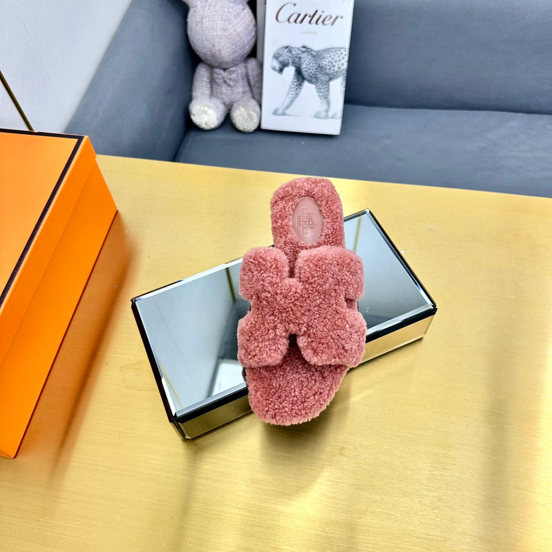 0RAN SHEARLING SANDALS PUNCH PINK - 35