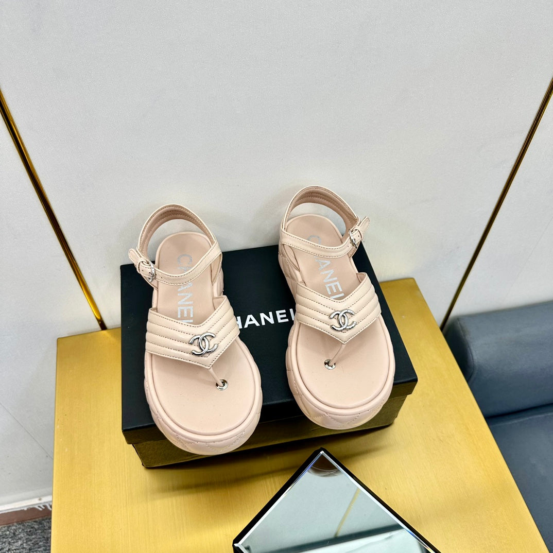 GROSGRAIN SANDAL IN NUDE BEIGE LAMBSKIN - 35