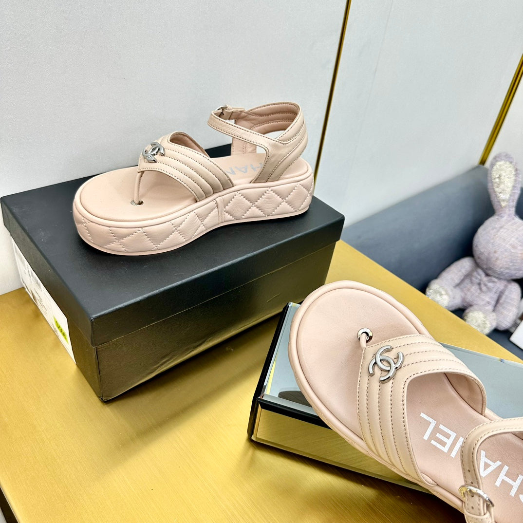 GROSGRAIN SANDAL IN NUDE BEIGE LAMBSKIN - 35