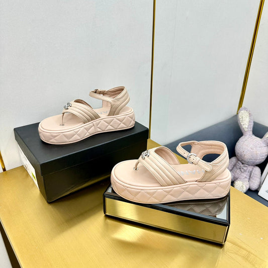 GROSGRAIN SANDAL IN NUDE BEIGE LAMBSKIN - 35