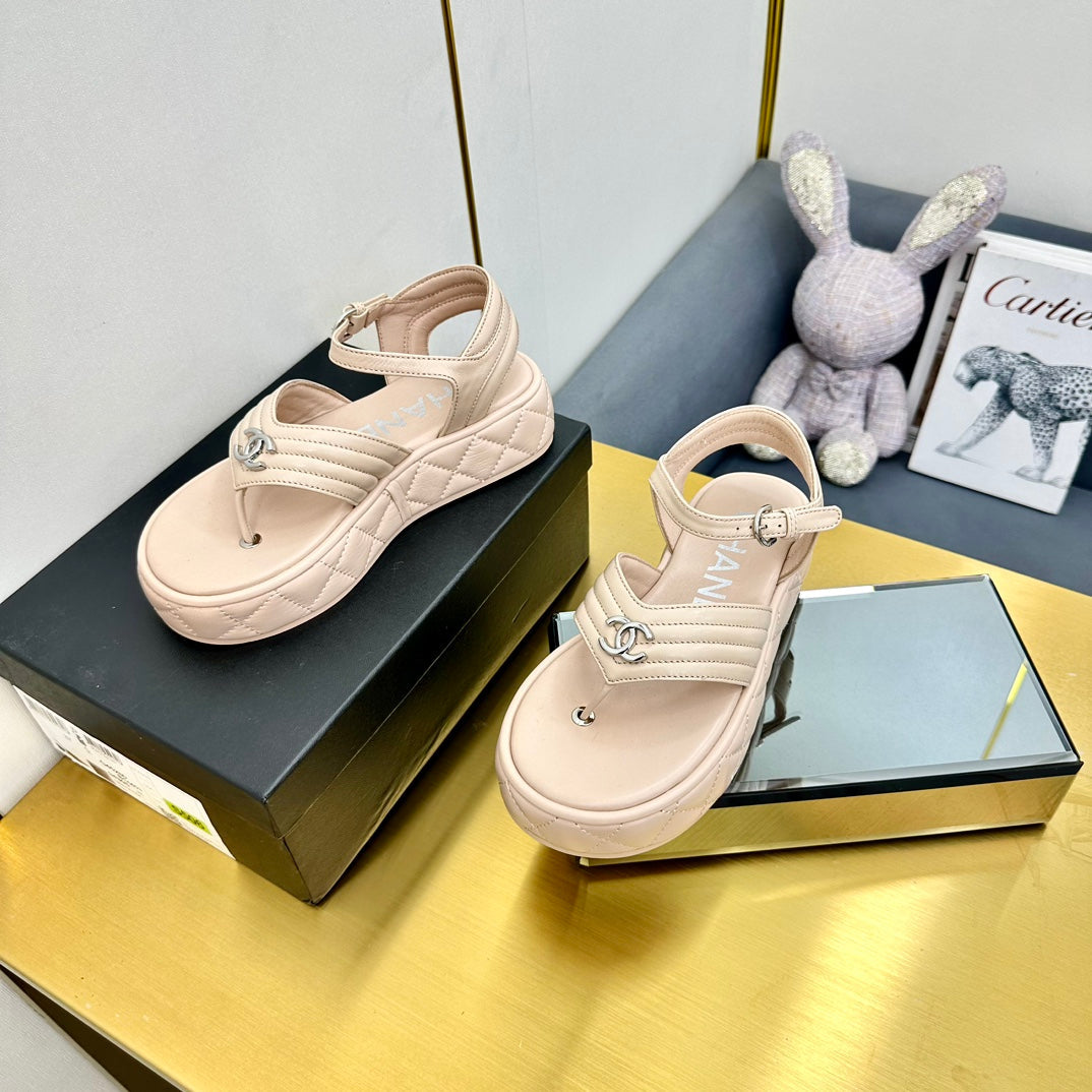 GROSGRAIN SANDAL IN NUDE BEIGE LAMBSKIN - 35