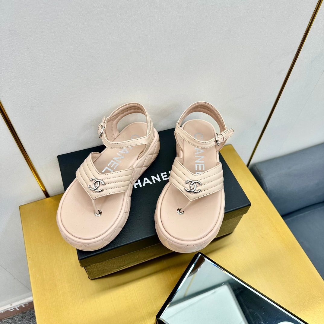 GROSGRAIN SANDAL IN NUDE BEIGE LAMBSKIN - 35