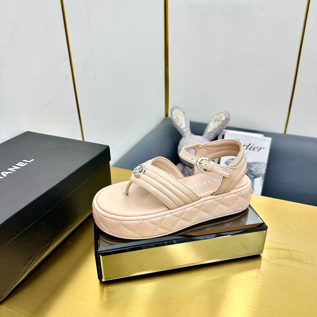 GROSGRAIN SANDAL IN NUDE BEIGE LAMBSKIN - 35