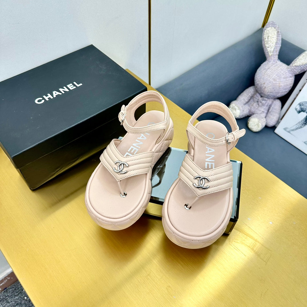 GROSGRAIN SANDAL IN NUDE BEIGE LAMBSKIN - 35