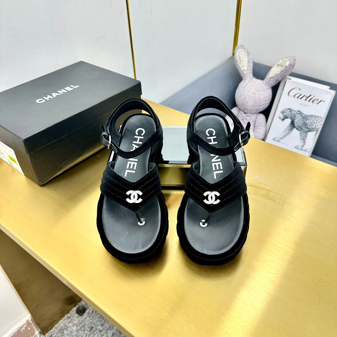 GROSGRAIN SANDAL IN BLACK VELVET - 35