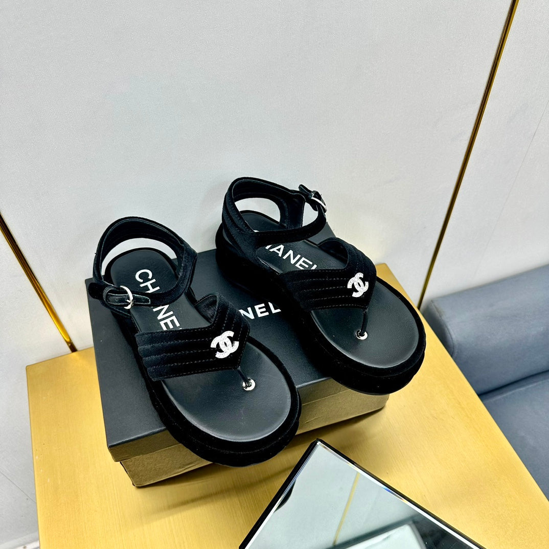 GROSGRAIN SANDAL IN BLACK VELVET - 35