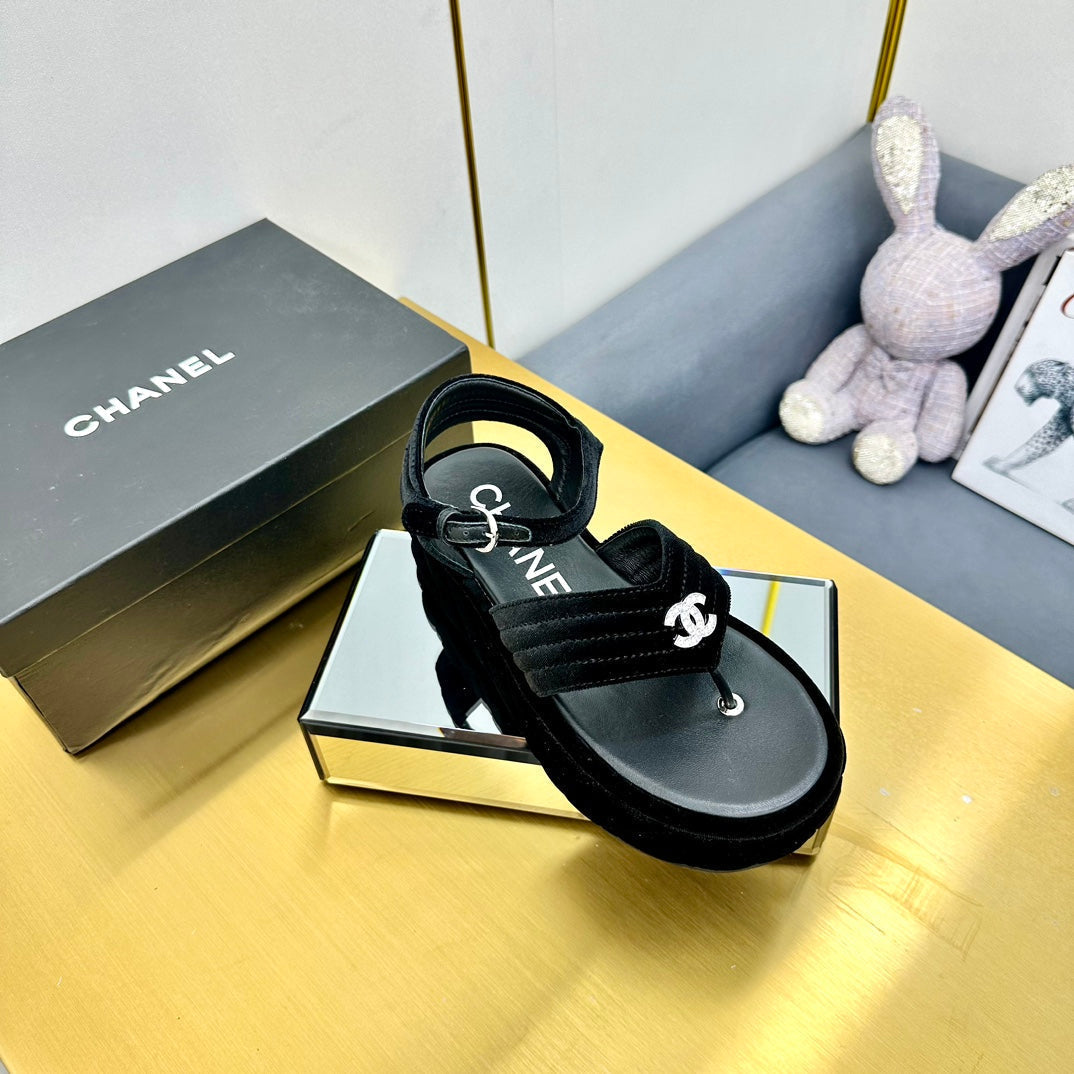 GROSGRAIN SANDAL IN BLACK VELVET - 35