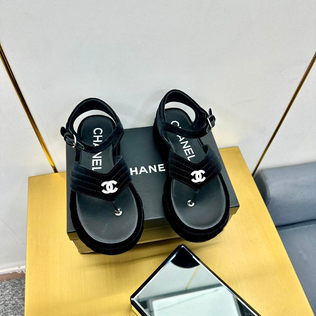 GROSGRAIN SANDAL IN BLACK VELVET - 35