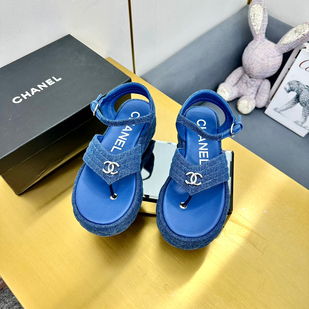GROSGRAIN SANDAL IN COBALT BLUE FABRIC - 35