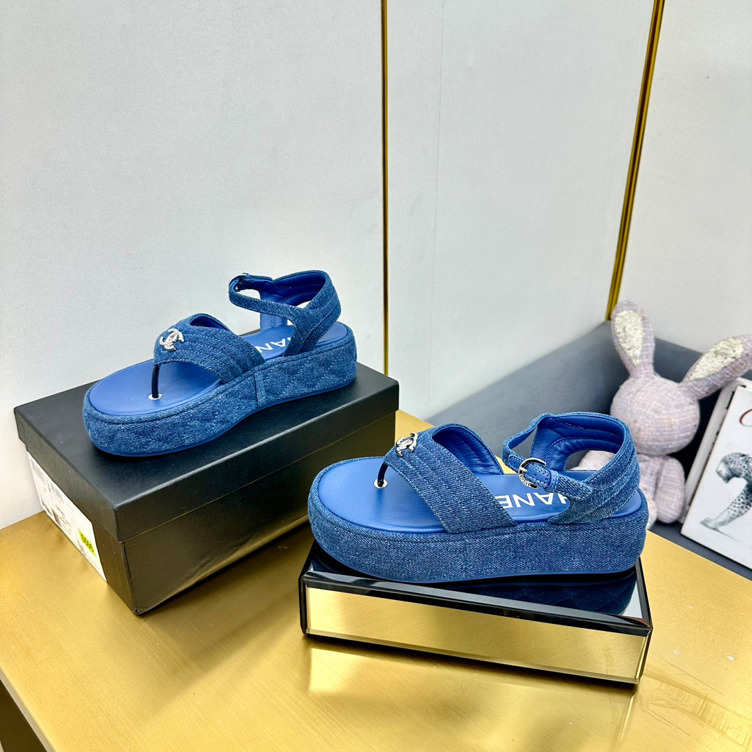GROSGRAIN SANDAL IN COBALT BLUE FABRIC - 35
