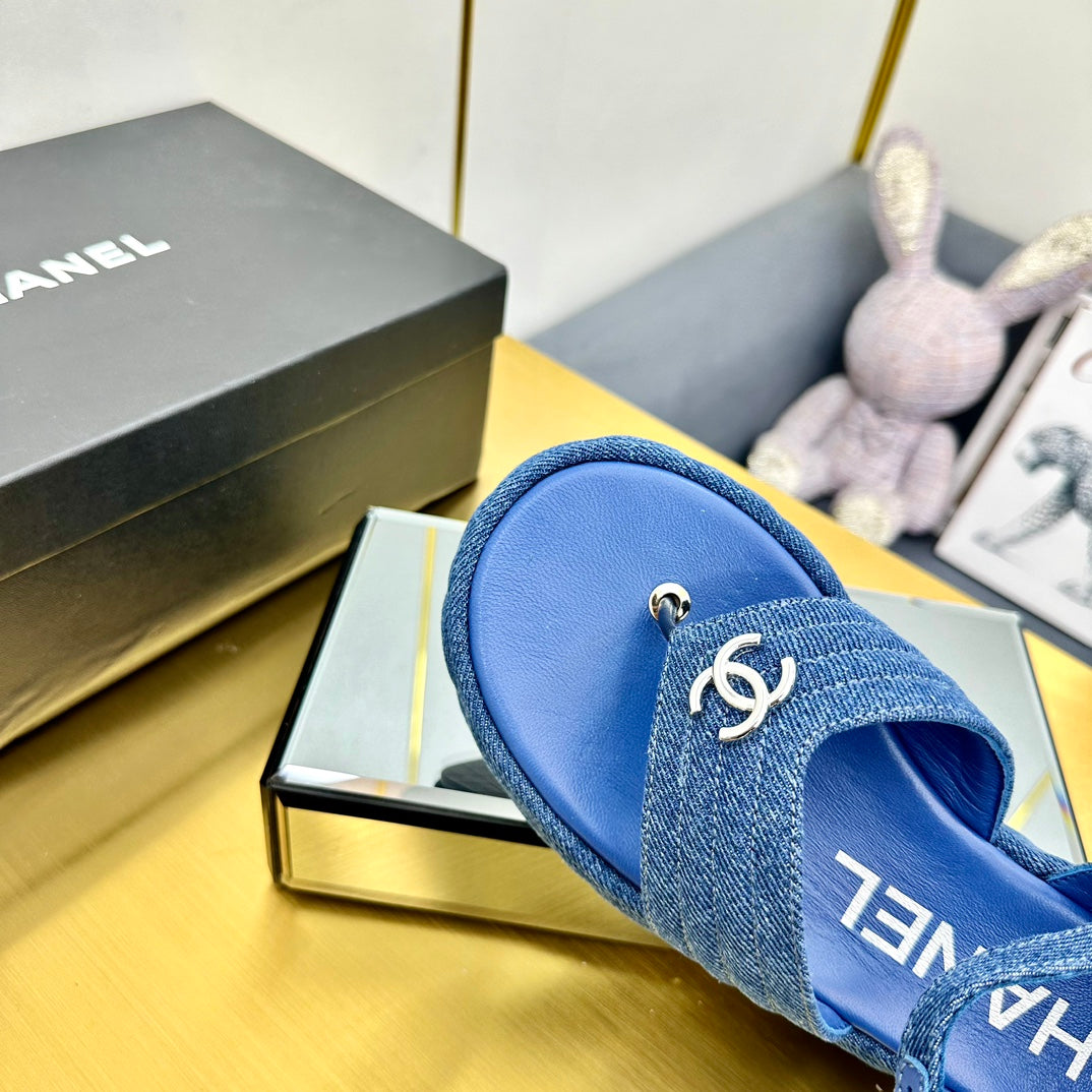 GROSGRAIN SANDAL IN COBALT BLUE FABRIC - 35