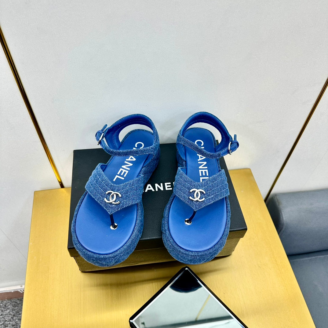 GROSGRAIN SANDAL IN COBALT BLUE FABRIC - 35