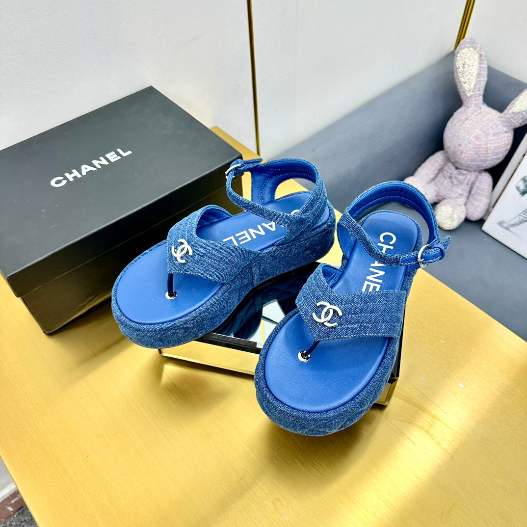 GROSGRAIN SANDAL IN COBALT BLUE FABRIC - 35