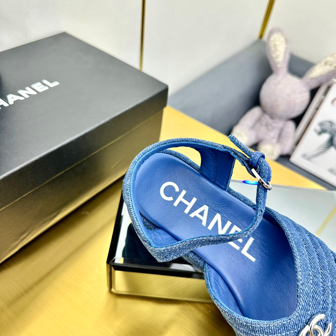 GROSGRAIN SANDAL IN COBALT BLUE FABRIC - 35